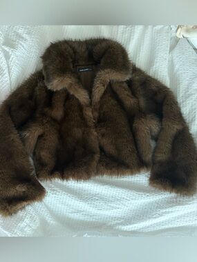 Luxurious Brown Faux Fur Jacket